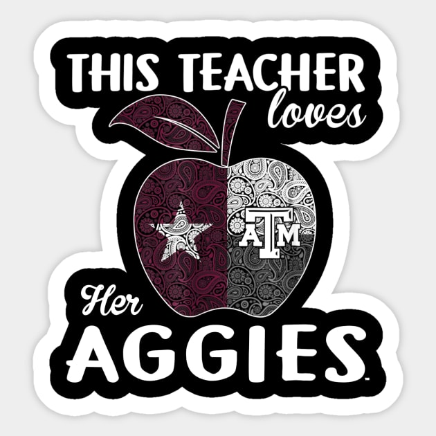 Texas M Aggies This Teacher - Apple T-Shirt - Apparel Sticker by JensAllison